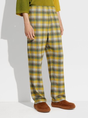 Light Yellow / Green Zegna The Elder Statesman Silk And Cashmere Joggers | KZLFTSB-97