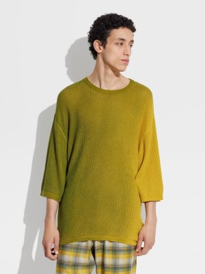 Light Yellow / Light Green Zegna The Elder Statesman Cotton And Cashmere T-shirt | OUXQZDN-49