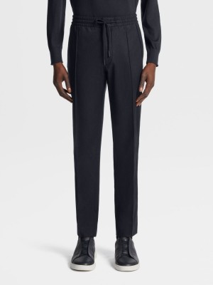 Navy Blue Zegna 14milmil14 Wool Blend Joggers | JSOWDQY-13