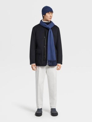 Navy Blue Zegna Oasi Cashmere Elements Vetta Overjacket | GTYRACX-08