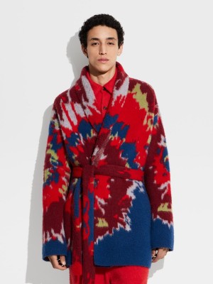 Red / Blue / Light Green Zegna The Elder Statesman Cashmere And Wool Robe | UGHQWYF-18