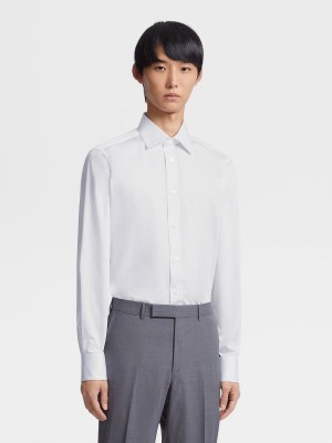 White Zegna 100fili Cotton Shirt | SMUEWXK-78