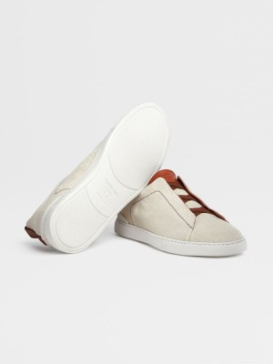 White Zegna Canvas Triple Stitch Sneakers | EDPOHIF-54