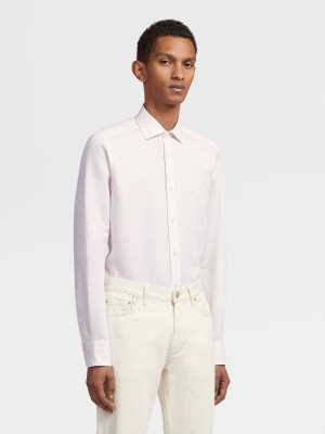 White Zegna Cotton And Linen Long-sleeve Tailoring Shirt | DPSFCXL-15