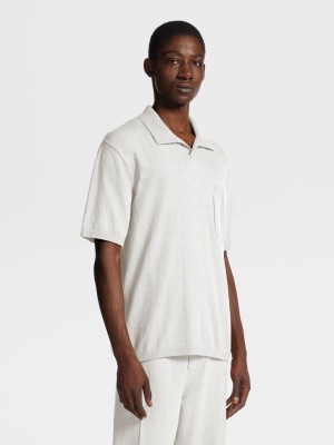 White Zegna Cotton Blend Polo Shirt | XZQRYNF-15