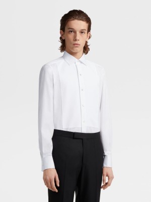 White Zegna Cotton Tuxedo Shirt | IWCYNTP-23