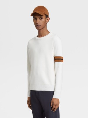 White Zegna High Performance Wool Crewneck | BSIKVFA-02