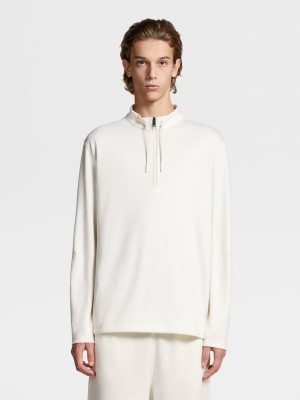 White Zegna High Performance Wool Mock Neck Sweater | FSPYIXM-61