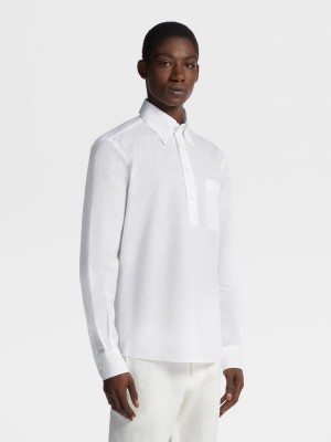 White Zegna Linen And Cotton Shirt | IZGQHVN-07