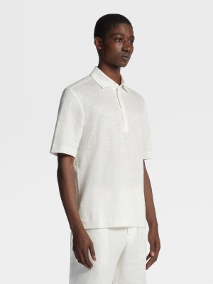 White Zegna Linen Polo Shirt | OFMXTYG-30