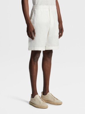 White Zegna Linen Shorts | AXHNKUV-90