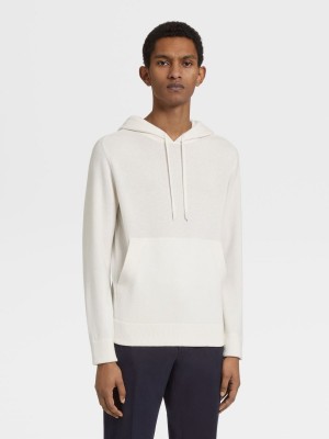 White Zegna Oasi Cashmere Hoodie | DSWAYZB-63