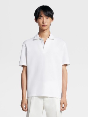 White Zegna Pure Cotton Short-sleeve Polo | UTRHLMF-97