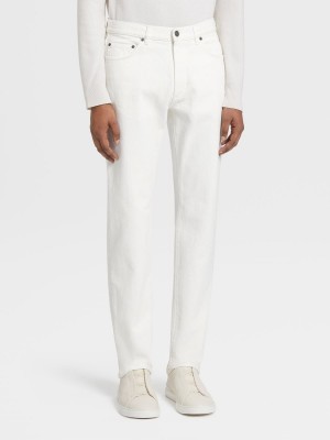 White Zegna Rinse-washed Stretch Cotton Roccia Jeans | RUQAZSB-04