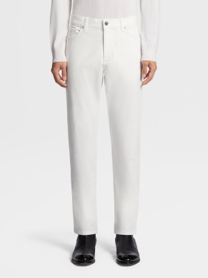 White Zegna Stretch Cotton Roccia Jeans | PHNDZQY-14