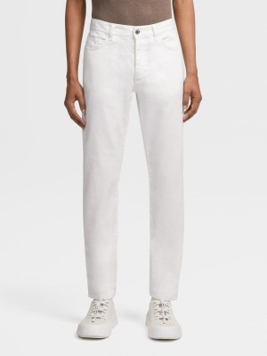 White Zegna Stretch Linen And Cotton Jeans | GYPKJOV-92