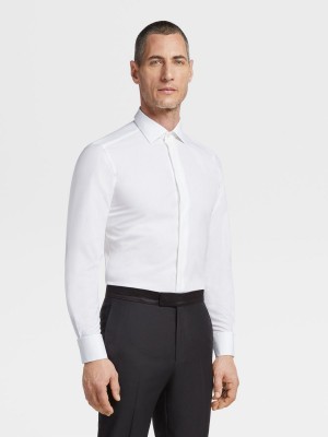 White Zegna Trofeo Silk Evening Shirt | VQIOUCE-98