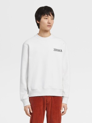 White Zegna #usetheexisting Cotton Crewneck Sweatshirt | QTYWPHO-85