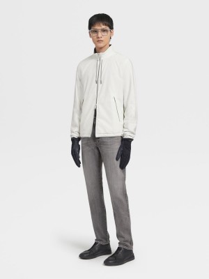 White / Grey Zegna Nylon Reversible Blouson | FJMDBHZ-37