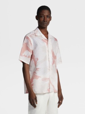 White / Pink / White Zegna Linen And Cotton Shirt | UWBQXZD-47