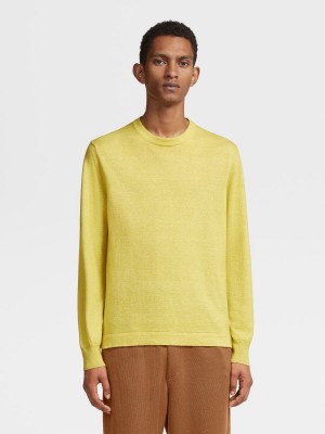 Yellow Zegna Oasi Cashmere Crewneck | BQYZDGP-18