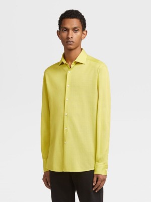 Yellow Zegna Pure Cotton Jersey Long-sleeve Shirt | KZYFTBM-15