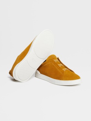 Zegna Suede Triple Stitch Low Top Sneakers | HUQGMCI-31