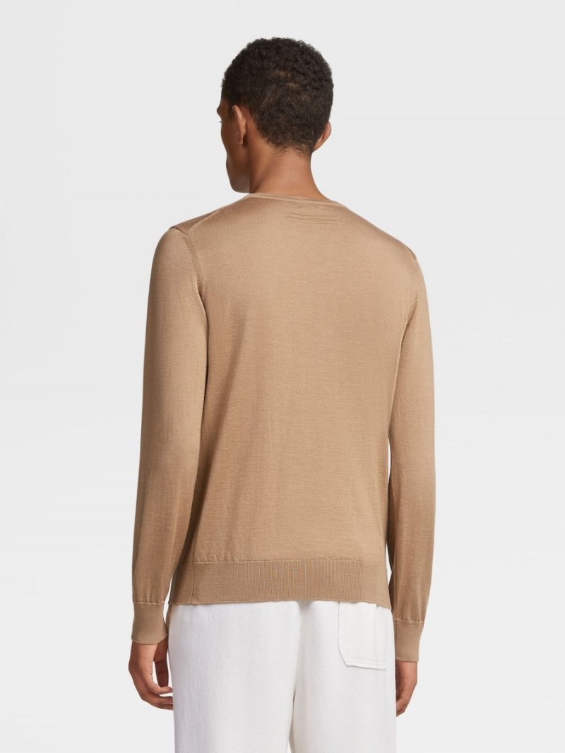 Beige Zegna Cashseta Crewneck | YWTNQPL-02