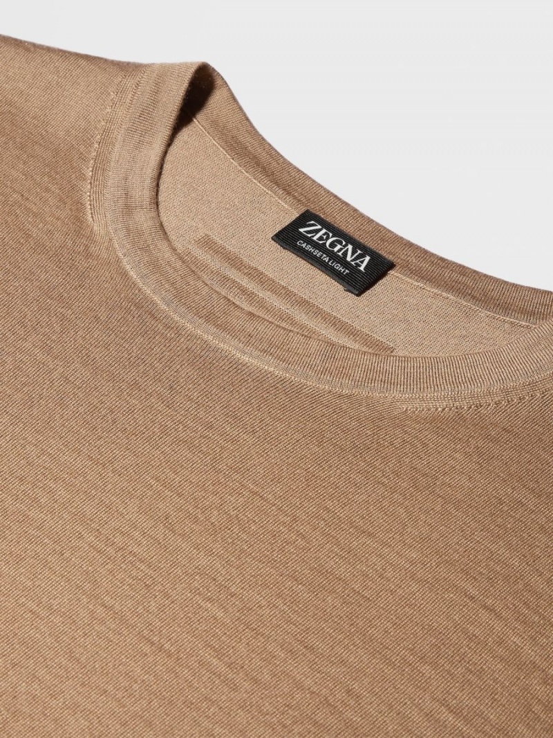 Beige Zegna Cashseta Crewneck | YWTNQPL-02