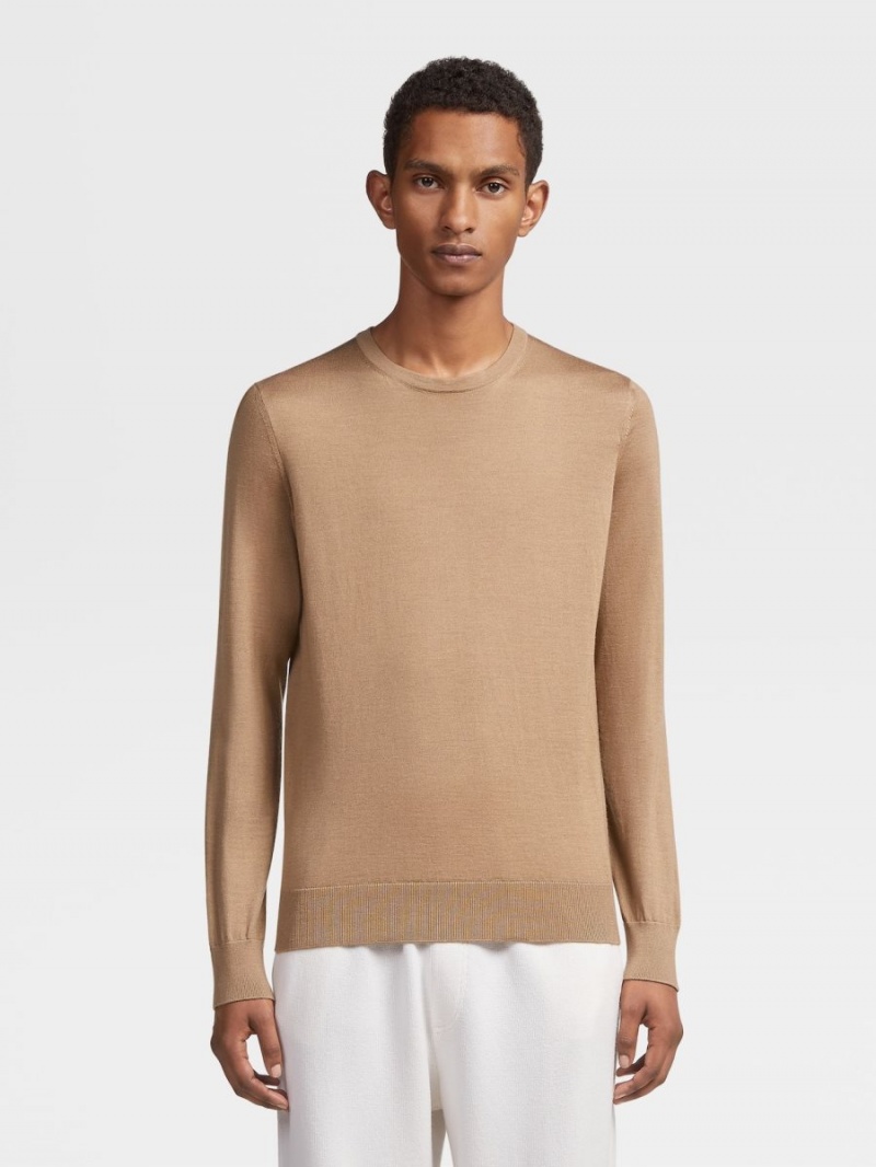 Beige Zegna Cashseta Crewneck | YWTNQPL-02