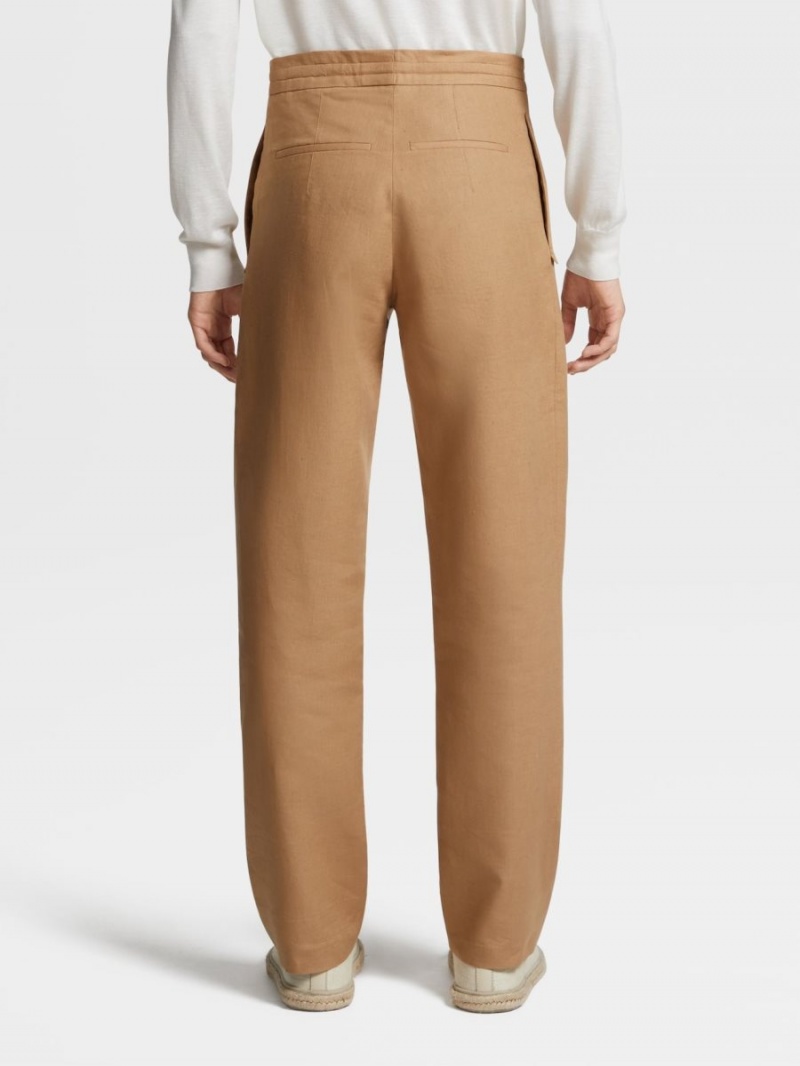 Beige Zegna Pure Linen Jogger Pants | OLPTXFI-90