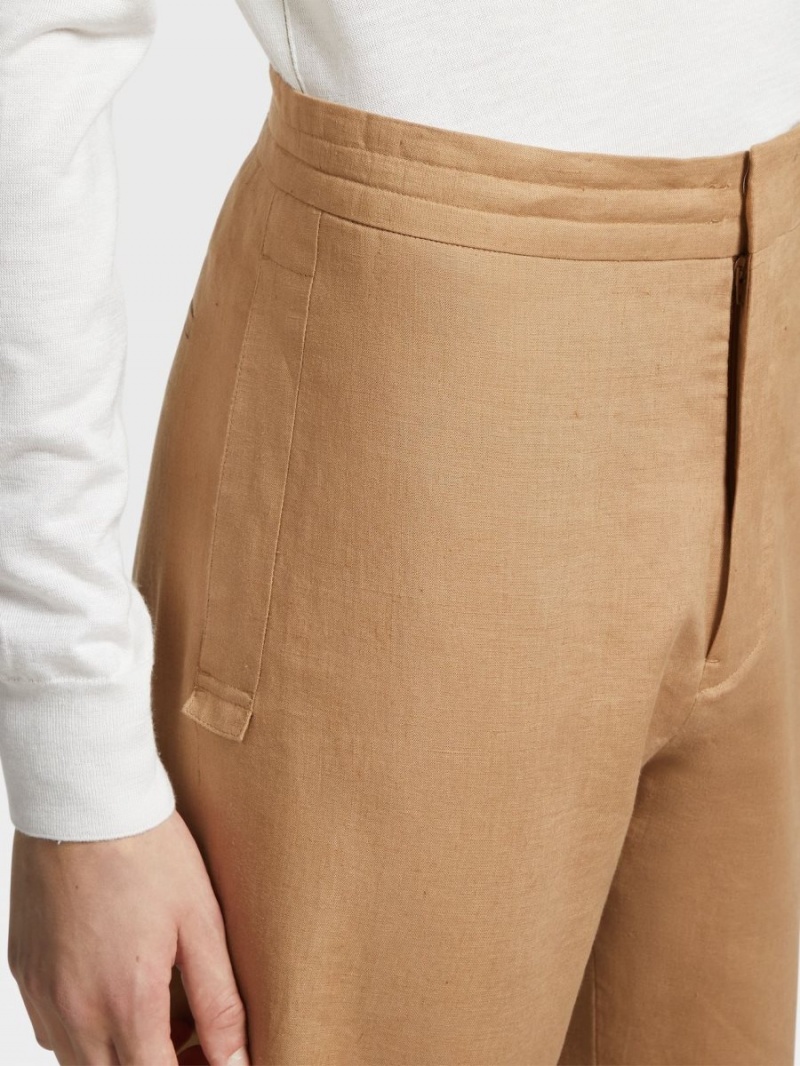 Beige Zegna Pure Linen Jogger Pants | OLPTXFI-90