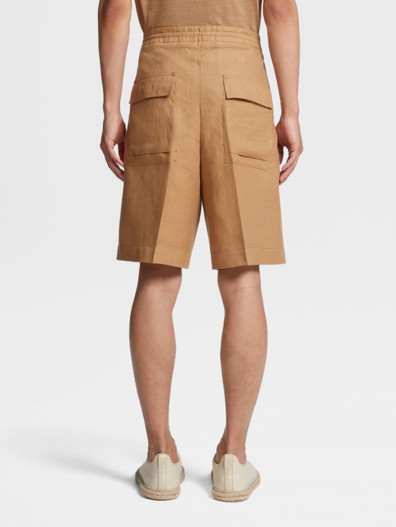 Beige Zegna Pure Linen Shorts | DFOECIM-90