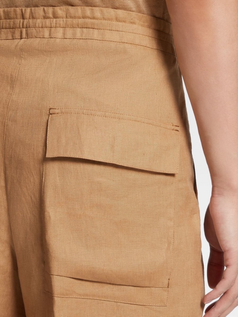 Beige Zegna Pure Linen Shorts | DFOECIM-90