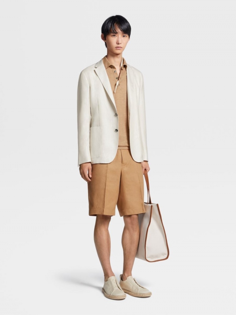 Beige Zegna Pure Linen Shorts | DFOECIM-90