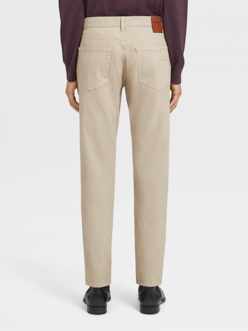 Beige Zegna Stretch Cotton Roccia Pants | JQWHBSO-82