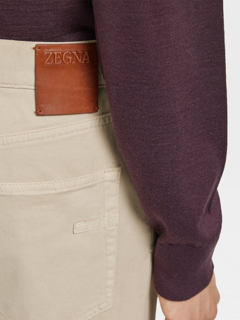 Beige Zegna Stretch Cotton Roccia Pants | JQWHBSO-82