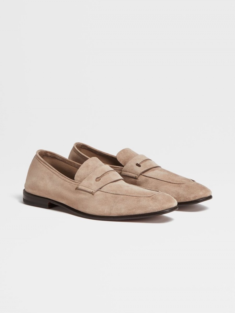 Beige Zegna Suede L'Asola Loafers | ELMUIBR-26