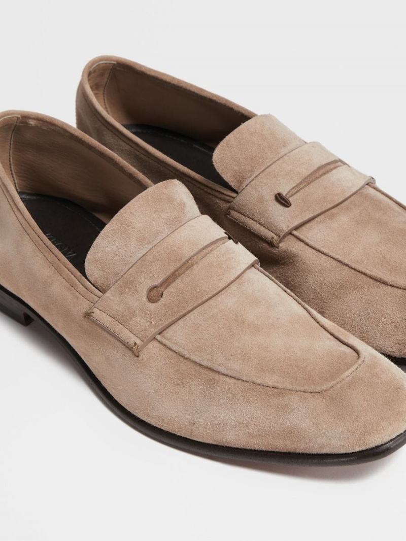 Beige Zegna Suede L'Asola Loafers | ELMUIBR-26