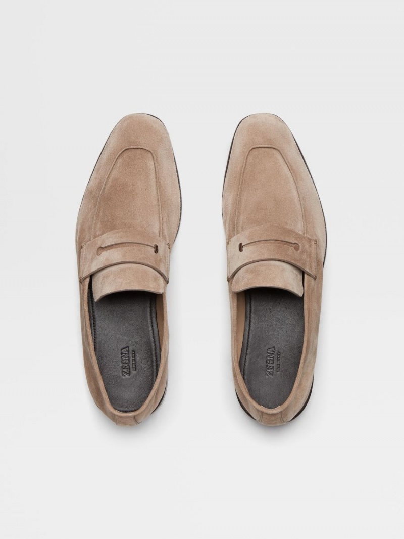 Beige Zegna Suede L'Asola Loafers | ELMUIBR-26