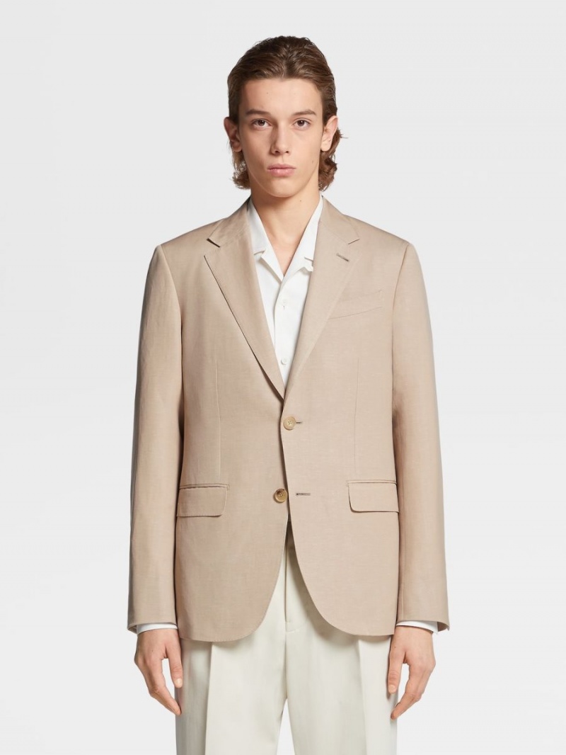 Beige Zegna Trofeo Summer Wool And Linen Jacket | LAFEUHQ-95