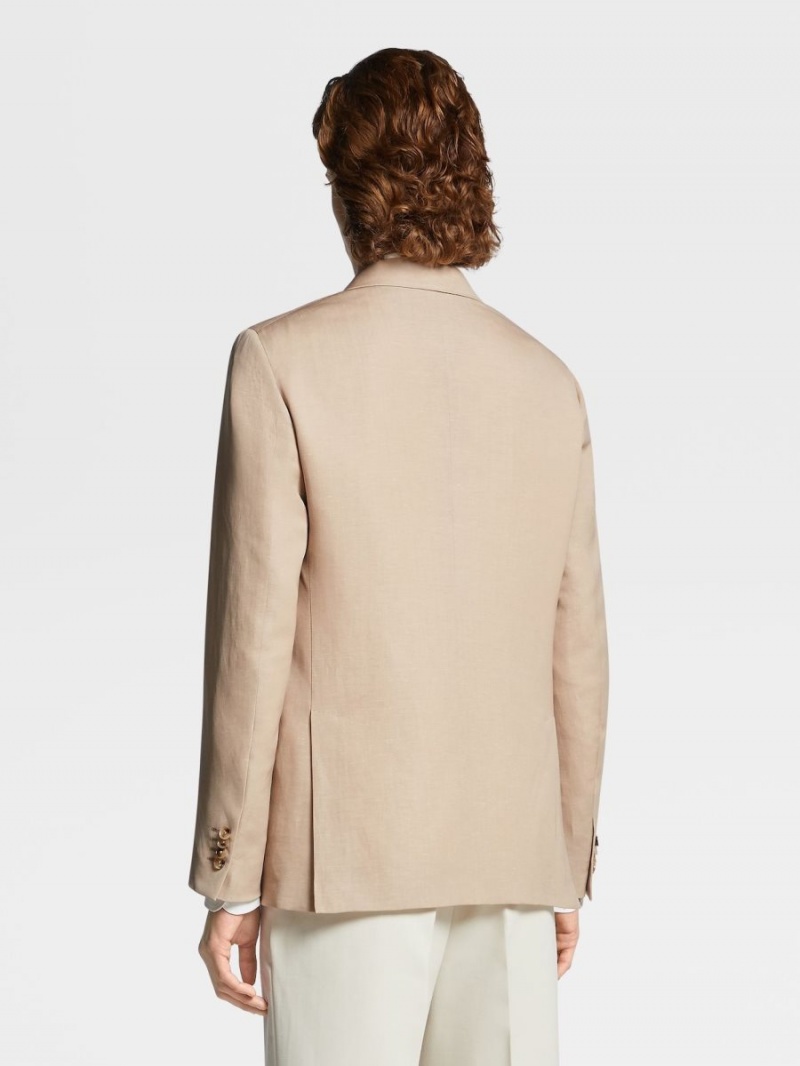 Beige Zegna Trofeo Summer Wool And Linen Jacket | LAFEUHQ-95