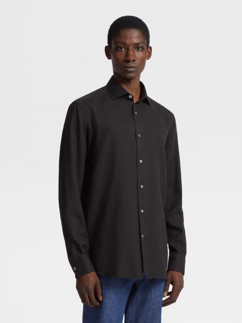 Black Zegna Cashco Shirt | KHPSQWG-48