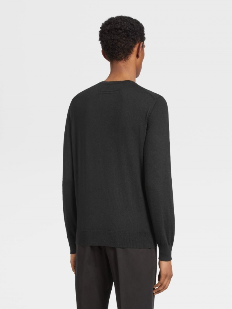 Black Zegna Cashseta Crewneck | AKNLPGU-38