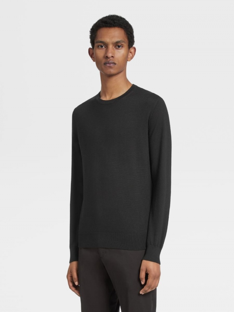 Black Zegna Cashseta Crewneck | AKNLPGU-38