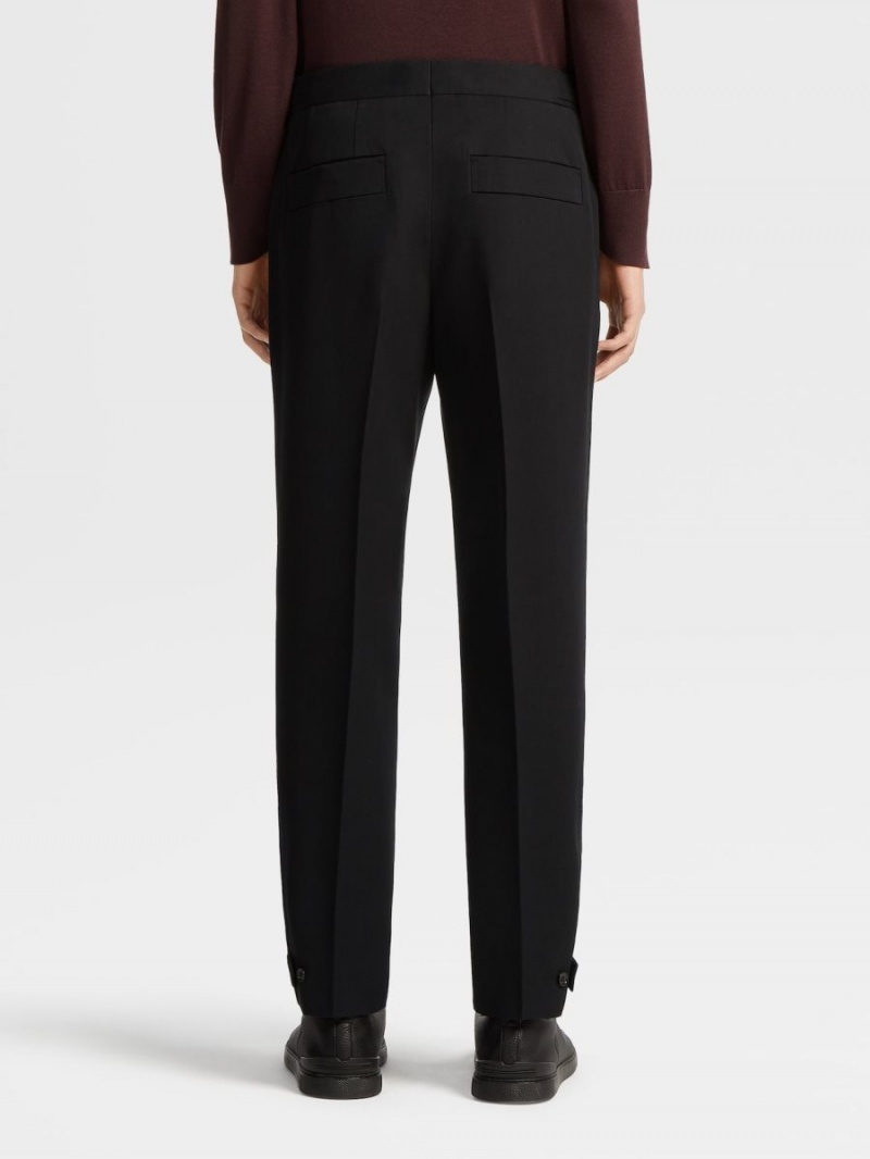 Black Zegna Cotton And Wool Pants | PISXZKR-84