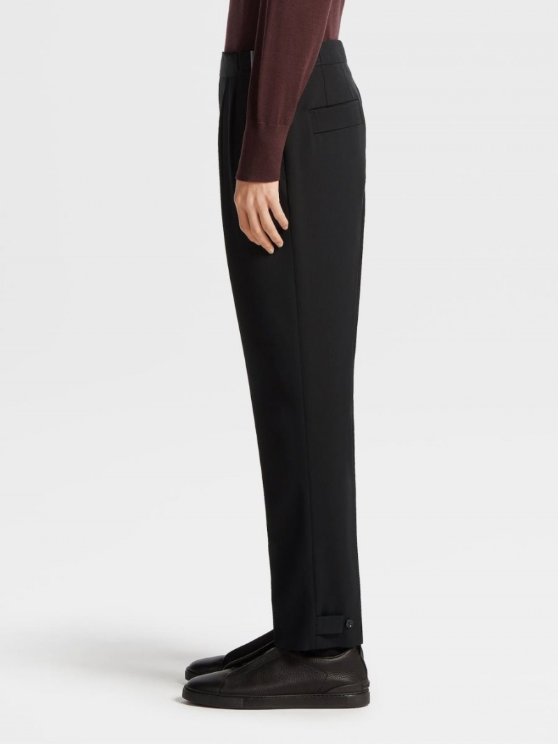 Black Zegna Cotton And Wool Pants | PISXZKR-84