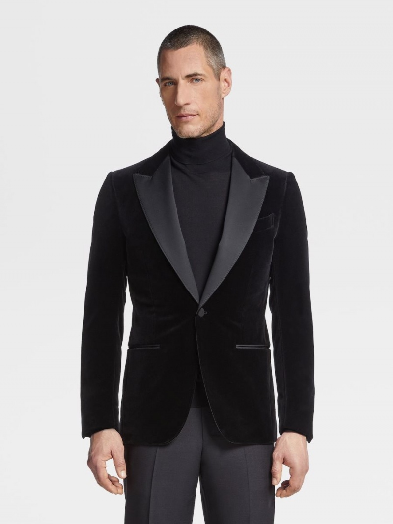 Black Zegna Cotton Evening Jacket | MJLKVBC-47