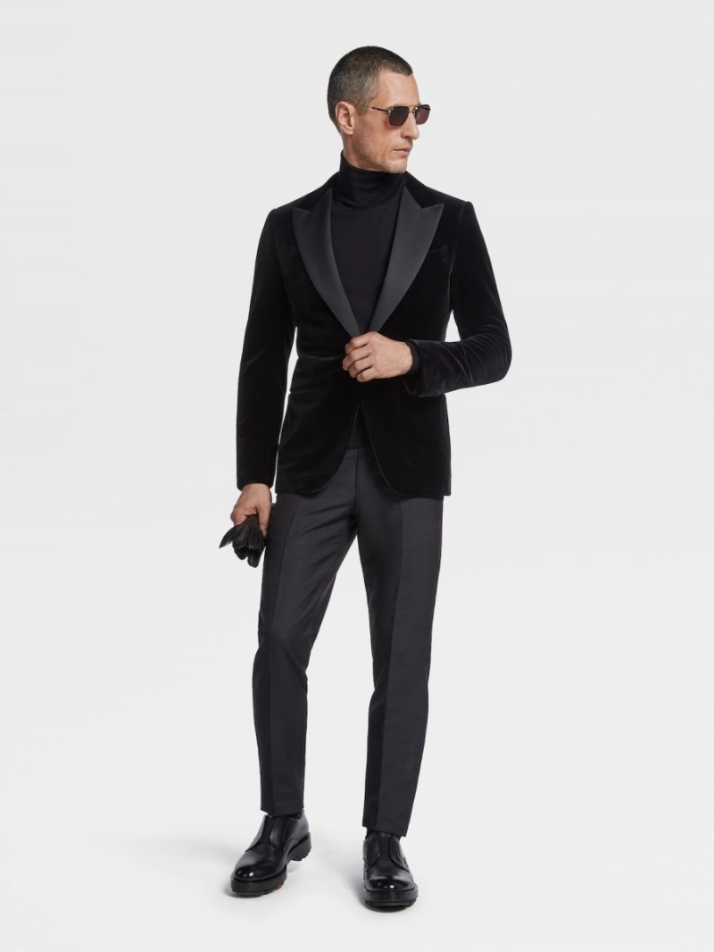 Black Zegna Cotton Evening Jacket | MJLKVBC-47