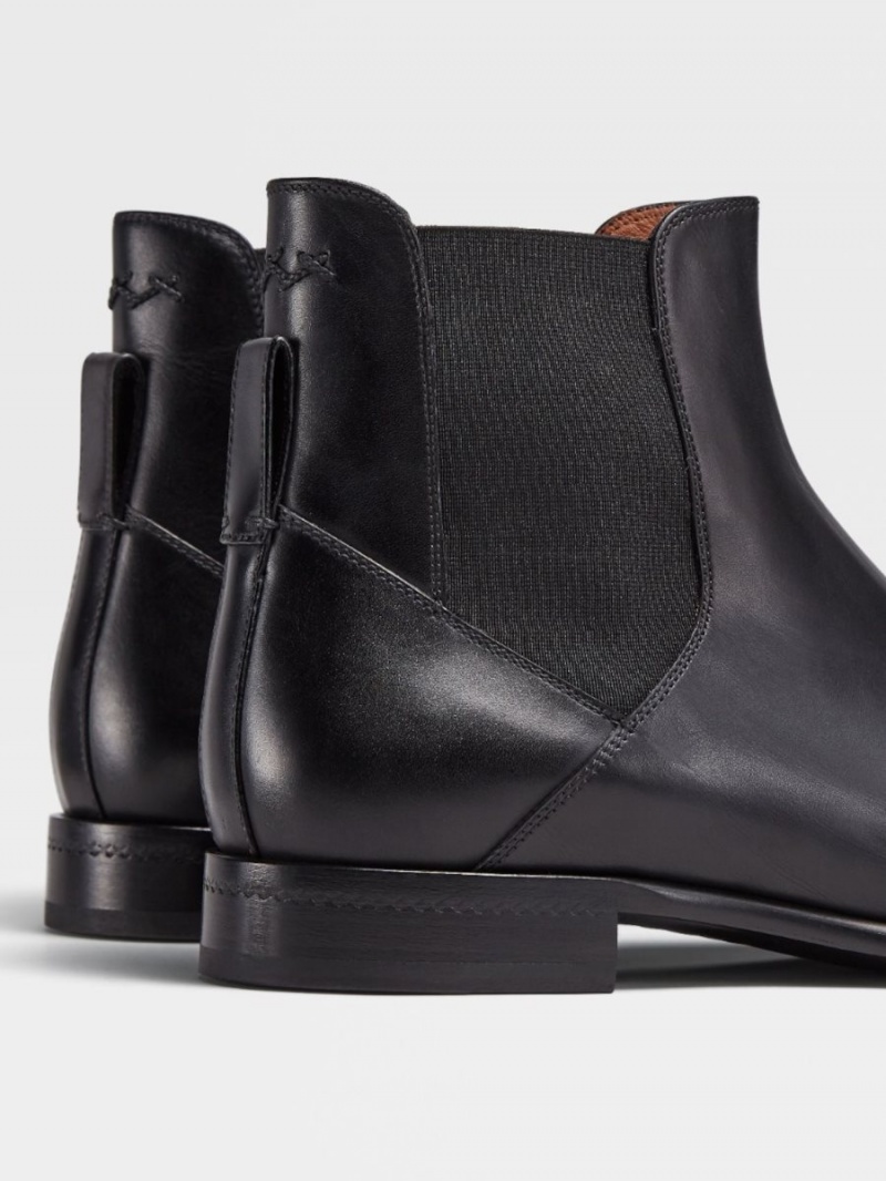 Black Zegna Hand-buffed Leather Vienna Blake Chelsea Boots | DIQRGAZ-81